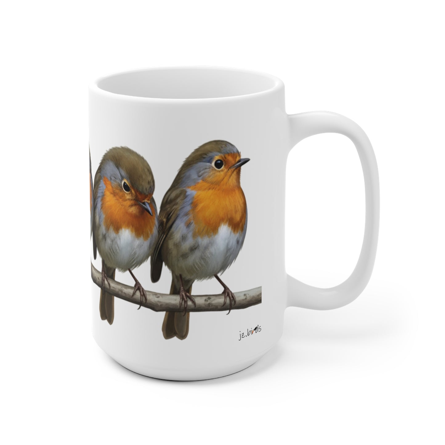 Rotkehlchen Tasse Vögel auf einem Ast Vogelmotiv für Vogelbeobachter und Vogelfreunde