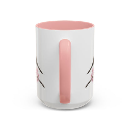American Robin Cherry Blossom Mug | Pink Ceramic Coffee Cup for Bird Lovers