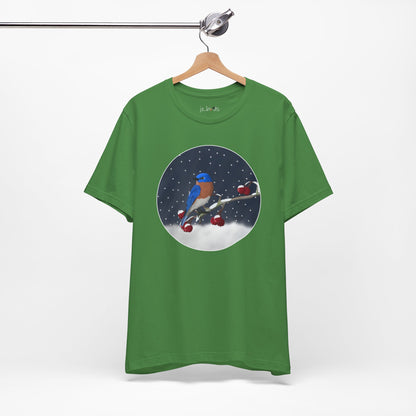 Bluebird on a Winter Branch Birdwatcher Christmas Bird T-Shirt