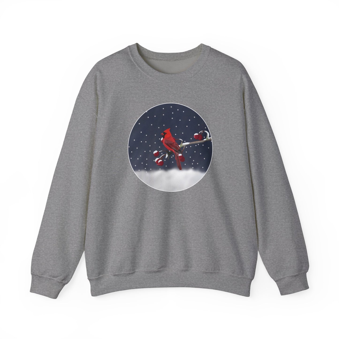 Cardinal on a Winter Branch Christmas Bird Sweatshirt