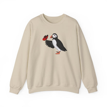 Puffin with Butterfly Bird Birding & Birdwatching Sweatshirt