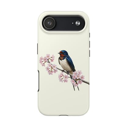 Barn Swallow & Cherry Blossom Tough iPhone Case Creamy White