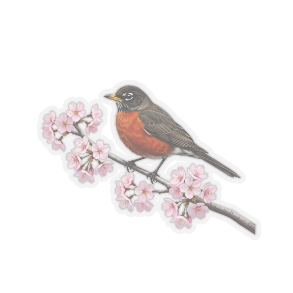 American Robin Stickers – bird sticker, cherry blossoms