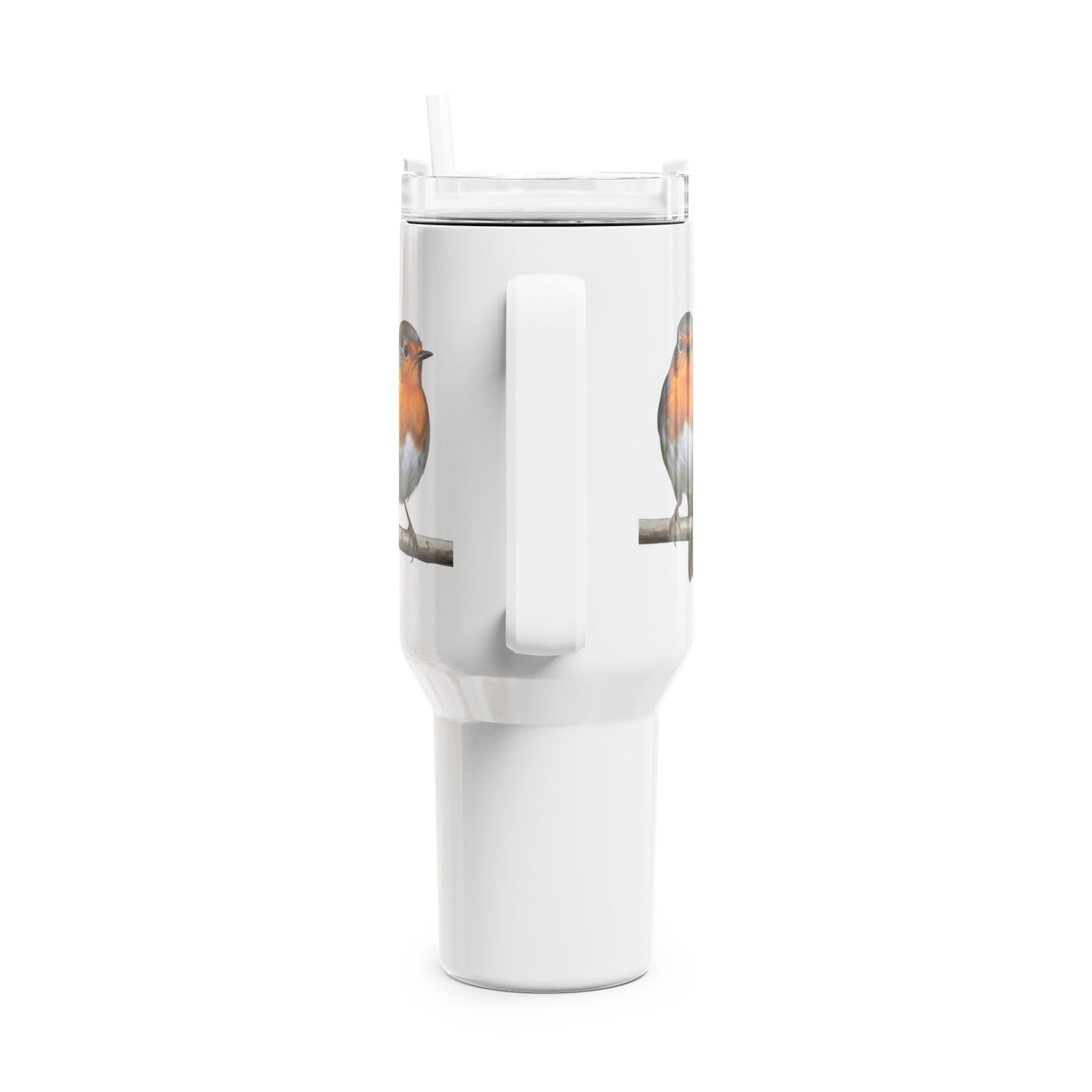 Rotkehlchen auf einem Ast Thermo-Tumbler 40oz (1,2L) – Edelstahl Isolierbecher für Vogelbeobachter