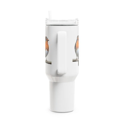 Rotkehlchen auf einem Ast Thermo-Tumbler 40oz (1,2L) – Edelstahl Isolierbecher für Vogelbeobachter