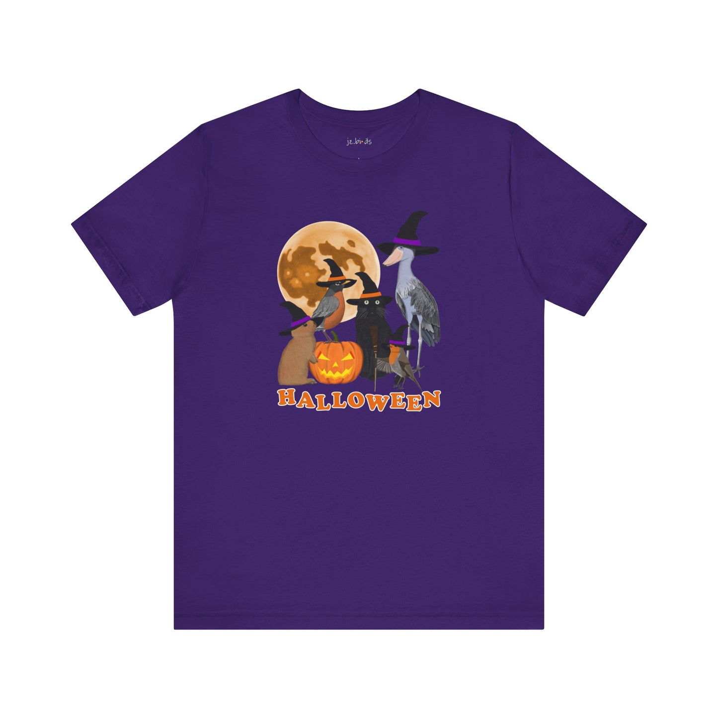 Robin Shoebill with Cat and Bunny Halloween Bird T-Shirt