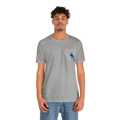 Blue Jay Heart Bird Unisex Tee - jz.birds