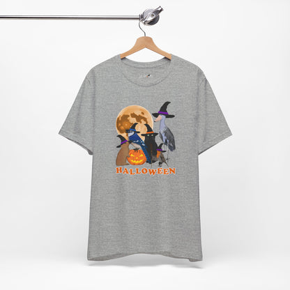 Blue Jay Robin Shoebill with Cat and Bunny Halloween Bird T-Shirt