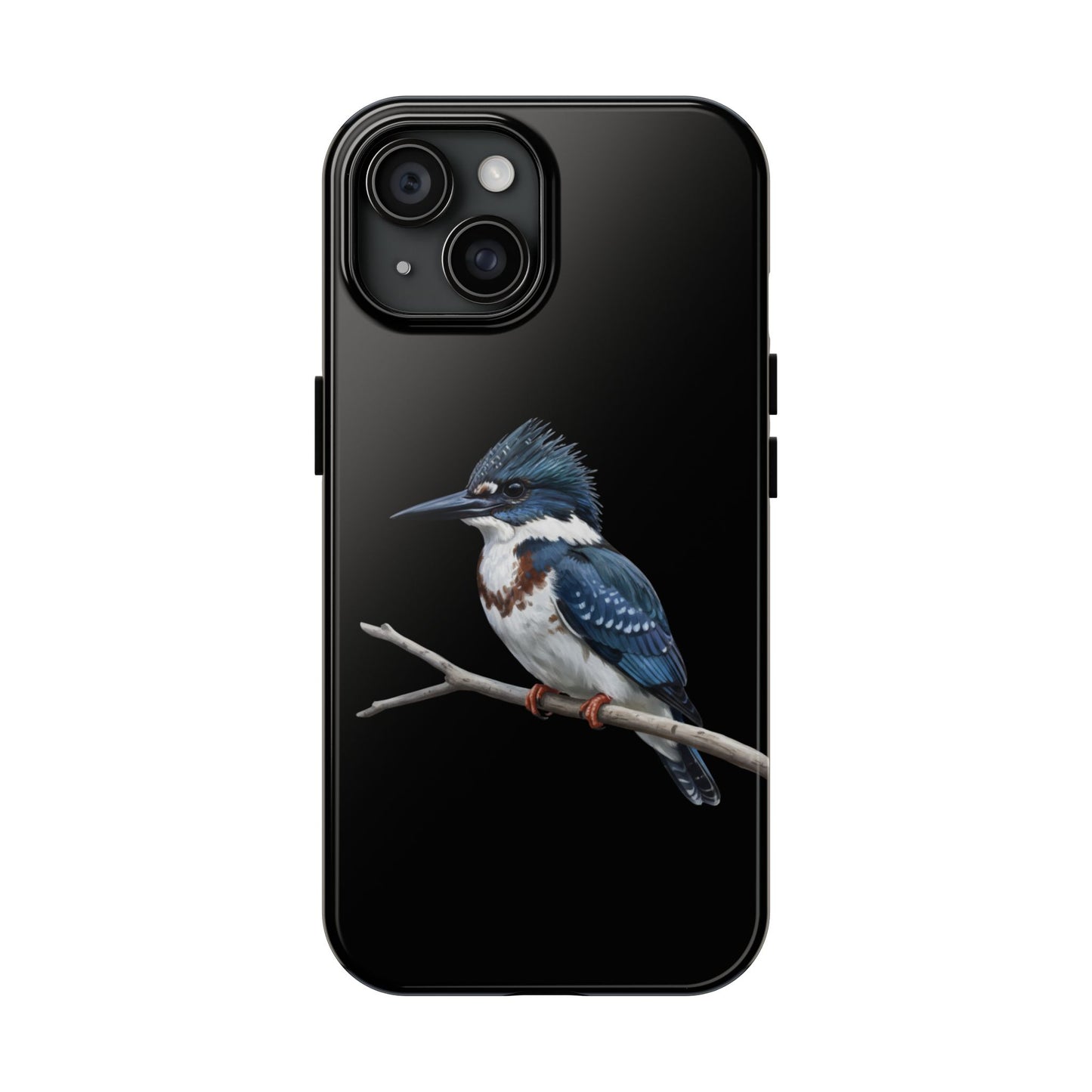 Belted Kingfisher iPhone Case – Premium Tough Phone Cover Black