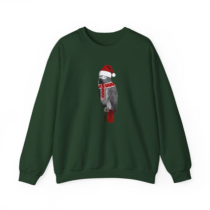 Grey Parrot with Christmas Hat Bird Birdwatcher Sweatshirt