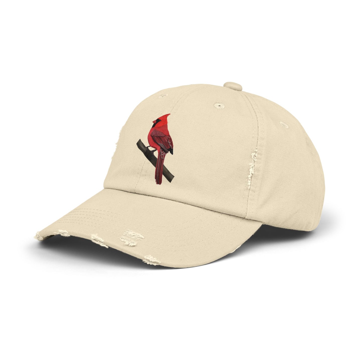 Northern Cardinal Bird Art Distressed Cap