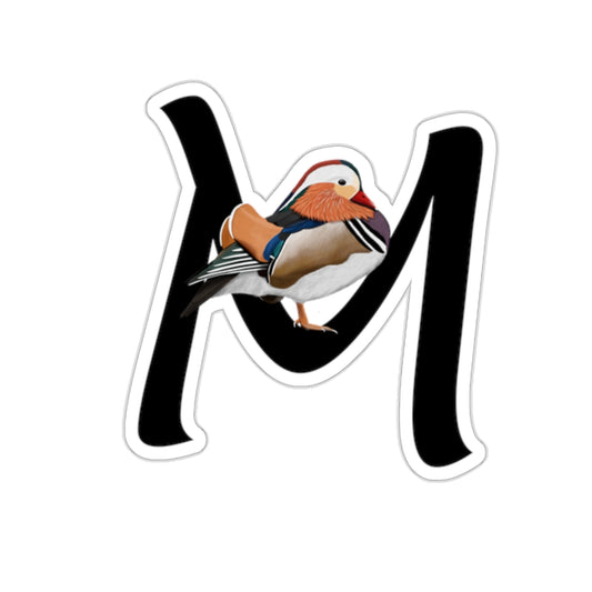 mandarin duck letter m bird sticker