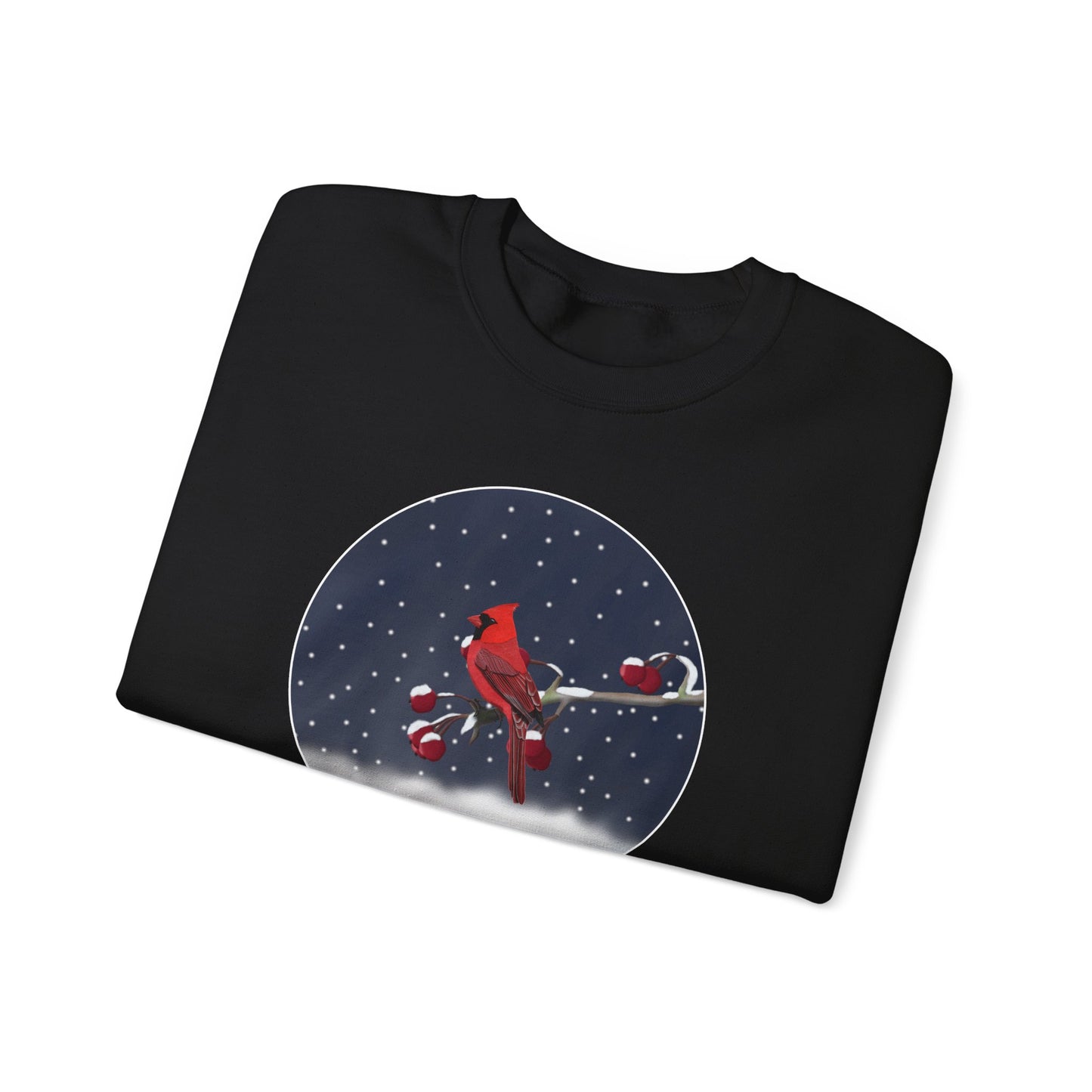 Cardinal on a Winter Branch Christmas Bird Sweatshirt