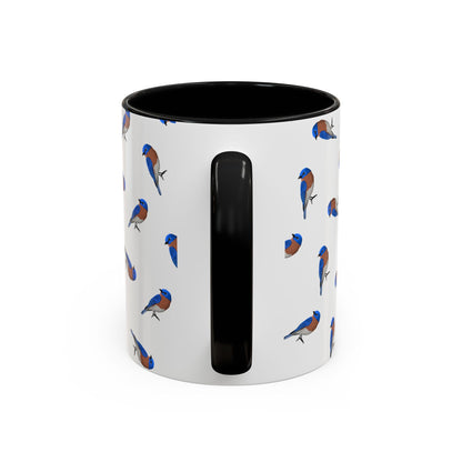 Bluebird All-Over Pattern Accent Mug | Colorful Bird Lover Gift for Birdwatchers