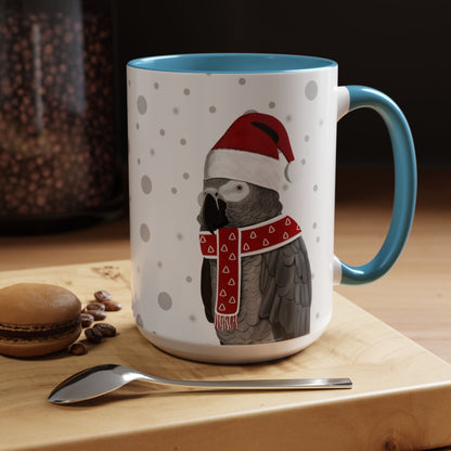 Grey Parrot Christmas Bird Coffee Mug