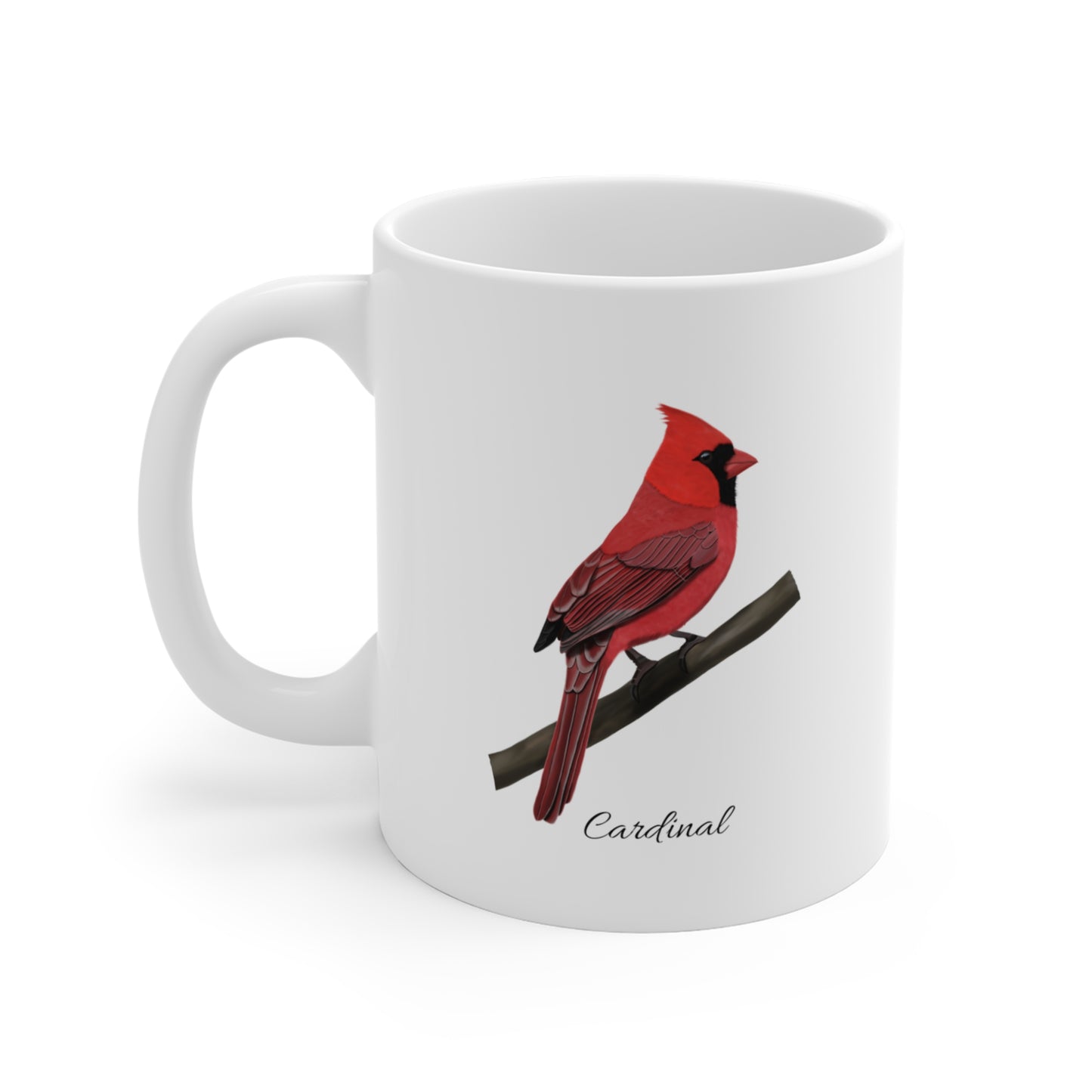 Cardinal Bird Ceramic Mug Birdwatcher White