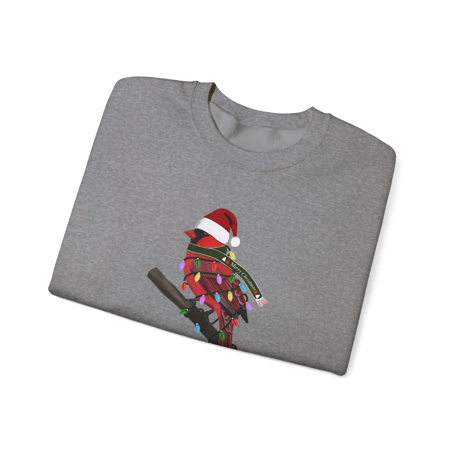 Cardinal with Fairy Lights Santa Claus Christmas Bird Sweatshirt