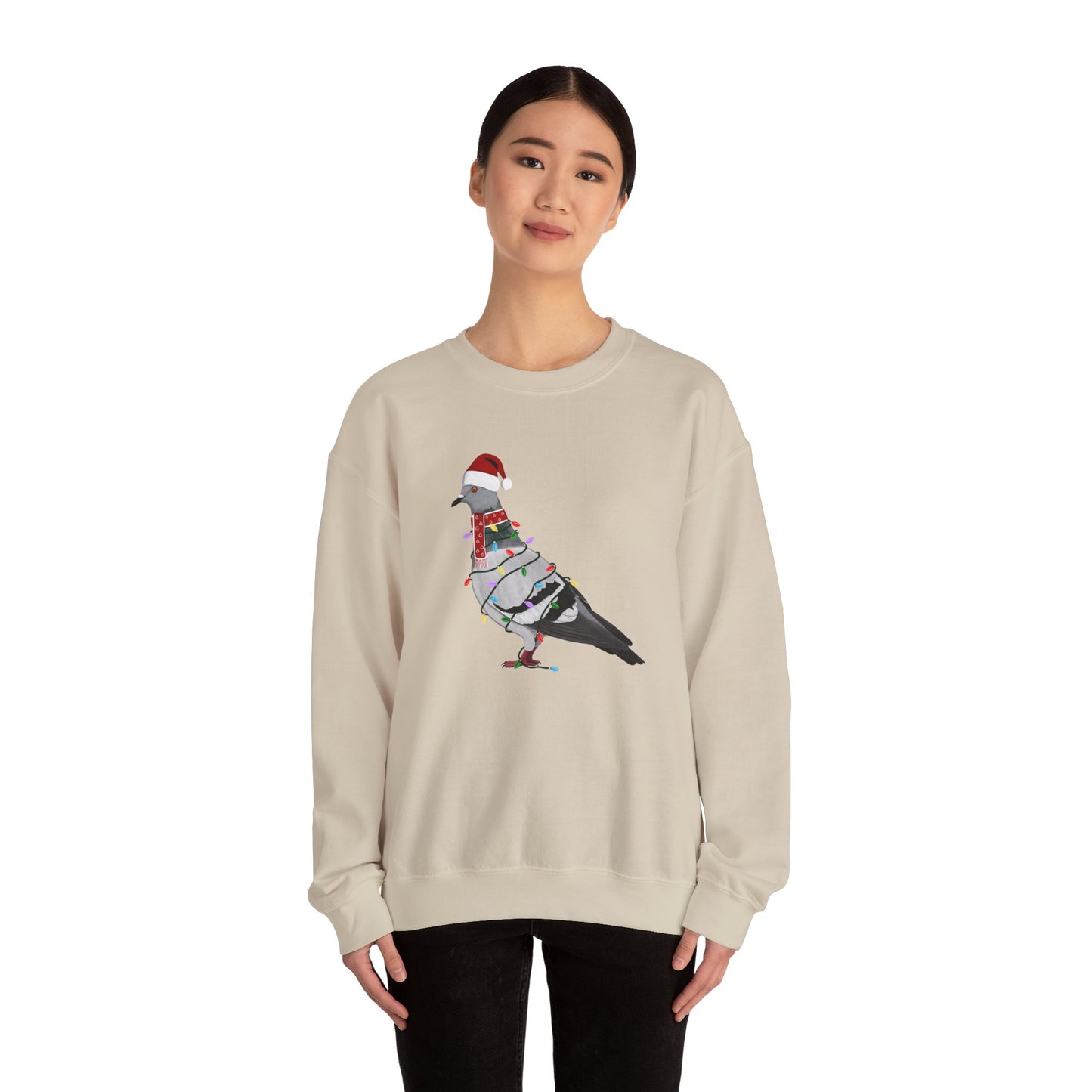 Pigeon with Fairy Lights Santa Claus Christmas Bird Sweatshirt