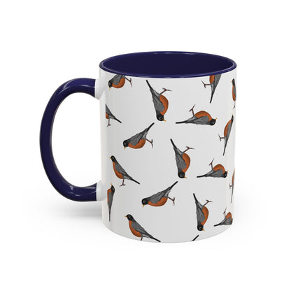 American Robin All-Over Pattern Accent Mug | Colorful Bird Lover Gift for Birdwatchers