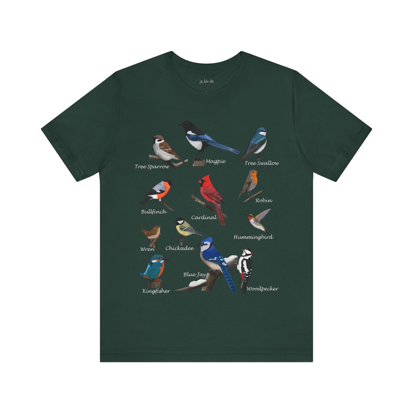 Garden Birds Blue Jay Cardinal Robin Chickadee Birding & Birdwatching Bird T-Shirt