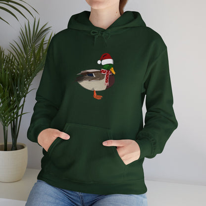 Mallard Christmas Bird with Santa Hat Birdwatcher Birdlover Hoodie