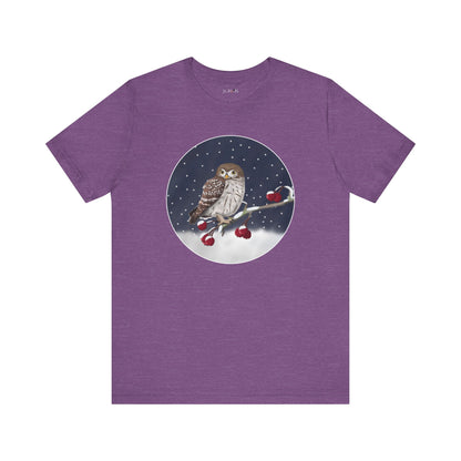 Owl on a Winter Branch Birdwatcher Christmas Bird T-Shirt