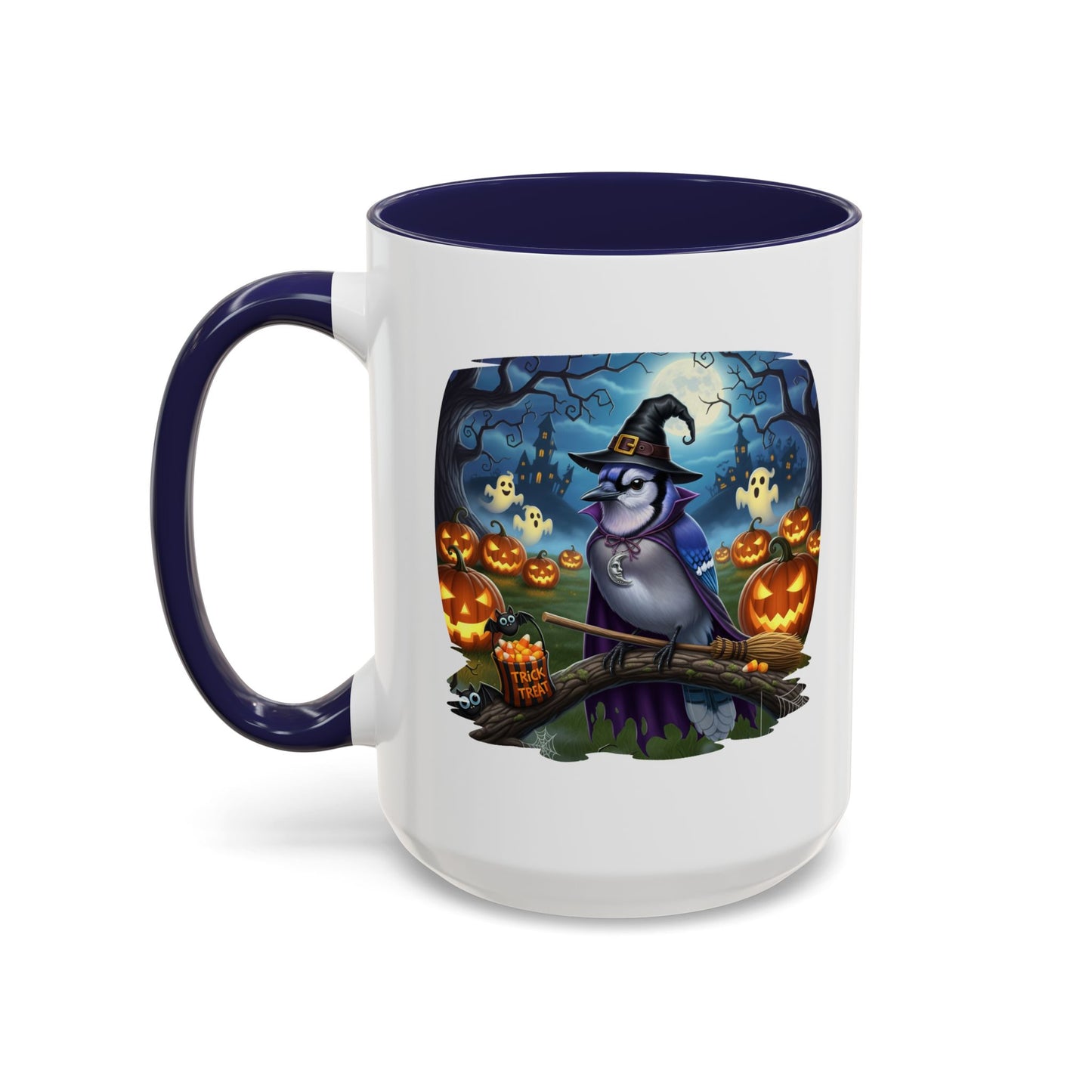 Blue Jay Halloween Bird Mug - Spooky Bird Lover Gift