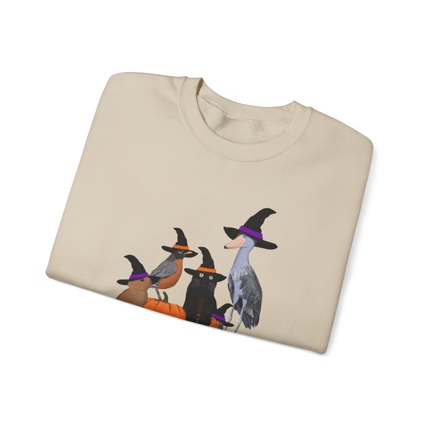 Robin Shoebill Rabbit with Cat Happy Halloween Birds Sweatshirt