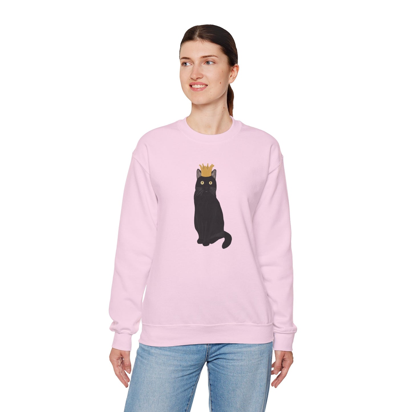 Black Cat with Crown Cat Lover Sweatshirt