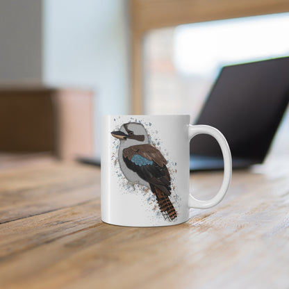 Kookaburra Bird Ceramic Mug 11oz White - jz.birds