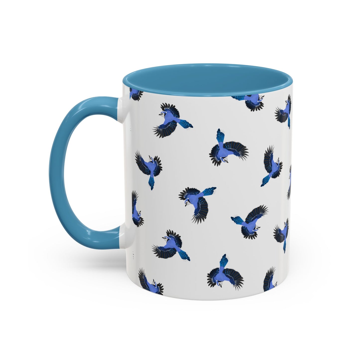 Blue Jay All-Over Pattern Accent Mug | Colorful Bird Lover Gift for Birdwatchers
