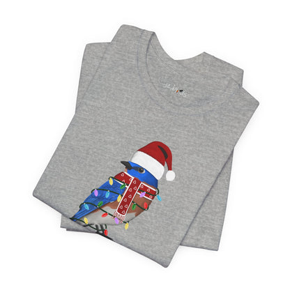 Bluebird with Fairy Lights Christmas Bird T-Shirt