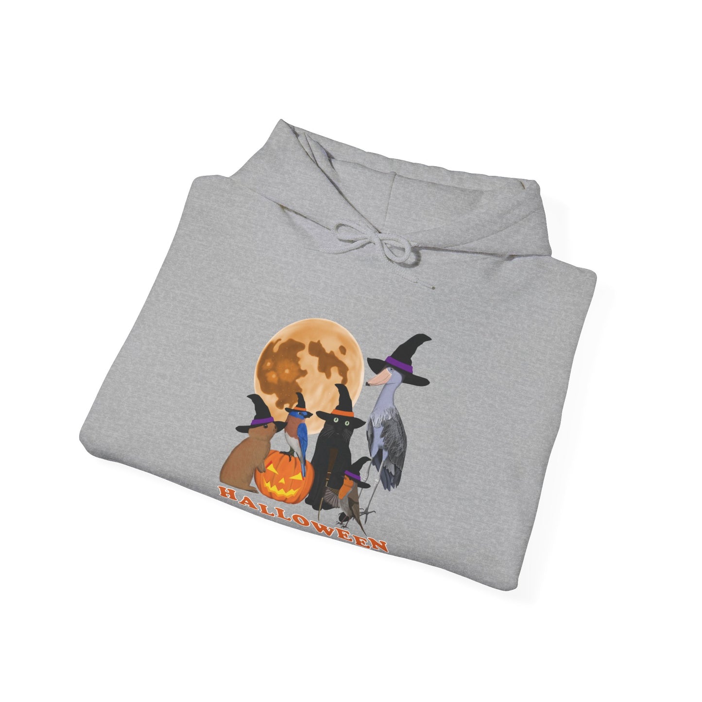 Bluebird Robin Shoebill with Cat and Bunny Halloween Bird Hoodie