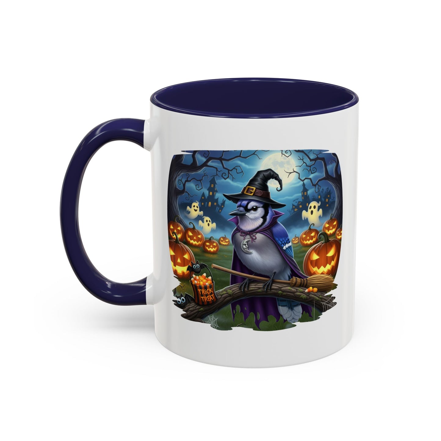 Blue Jay Halloween Bird Mug - Spooky Bird Lover Gift