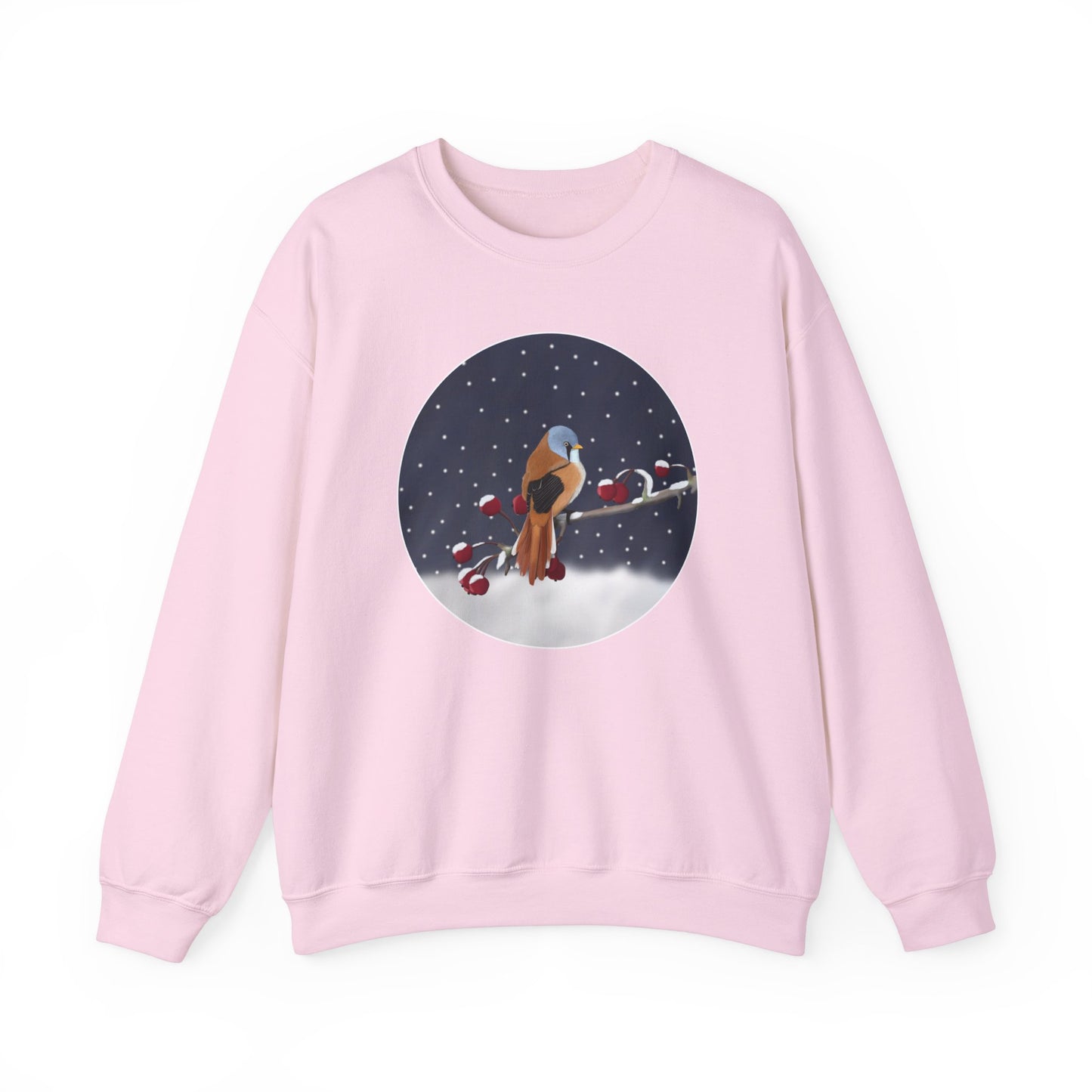 Bearded Reedling on a Winter Branch Birdwatcher Christmas Bird Sweatshirt