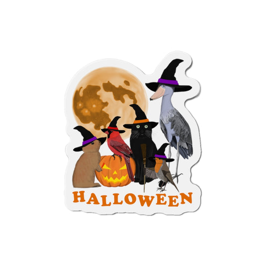 Robin Shoebill Cardinal with Cat and Bunny Halloween Bird Magnet