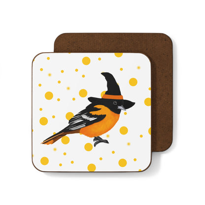 Baltimore Oriole Orange Dots Halloween Bird Hardboard Coaster