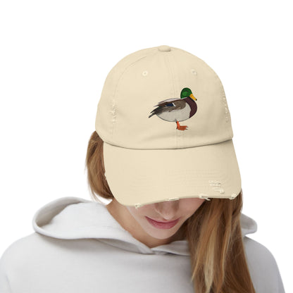 Mallard Bird Art Distressed Cap