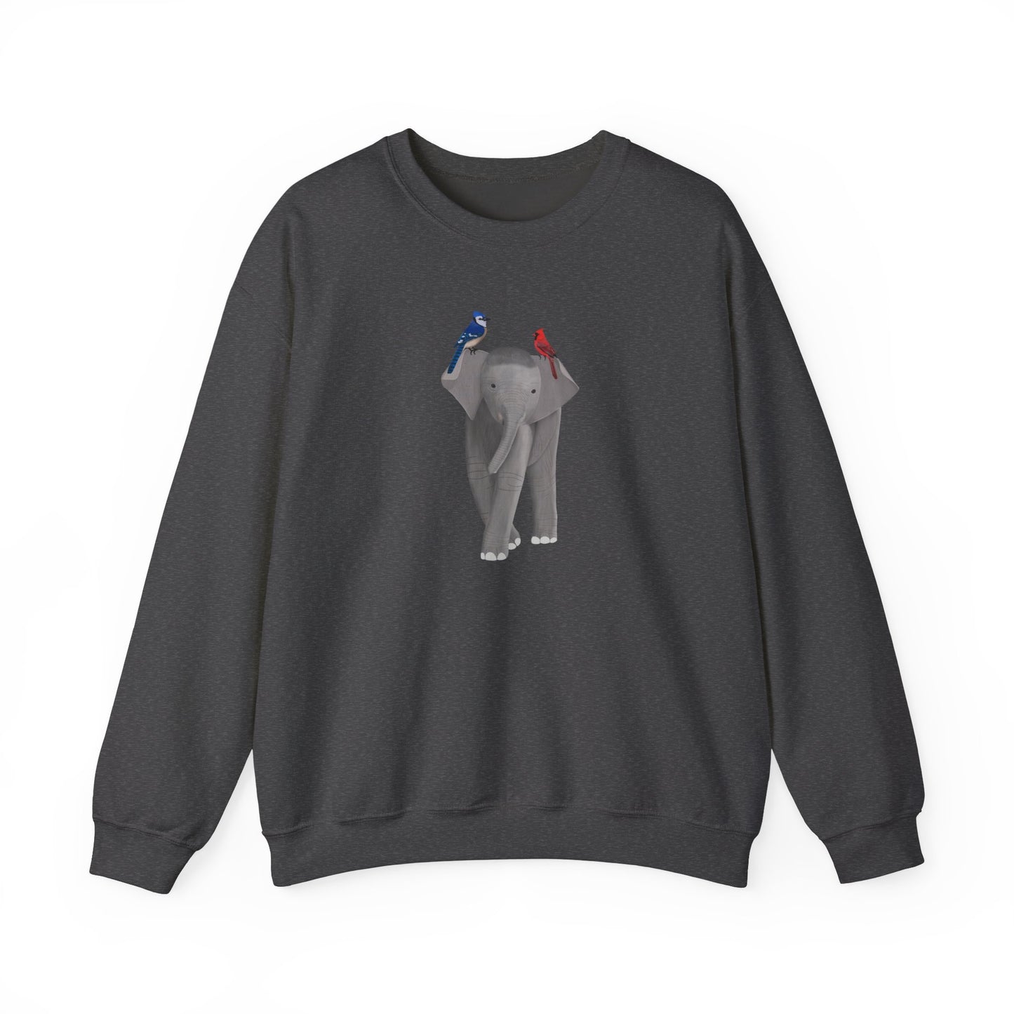 Elephant with Blue Jay Cardinal Birds Birding & Birdwatching Sweatshirt