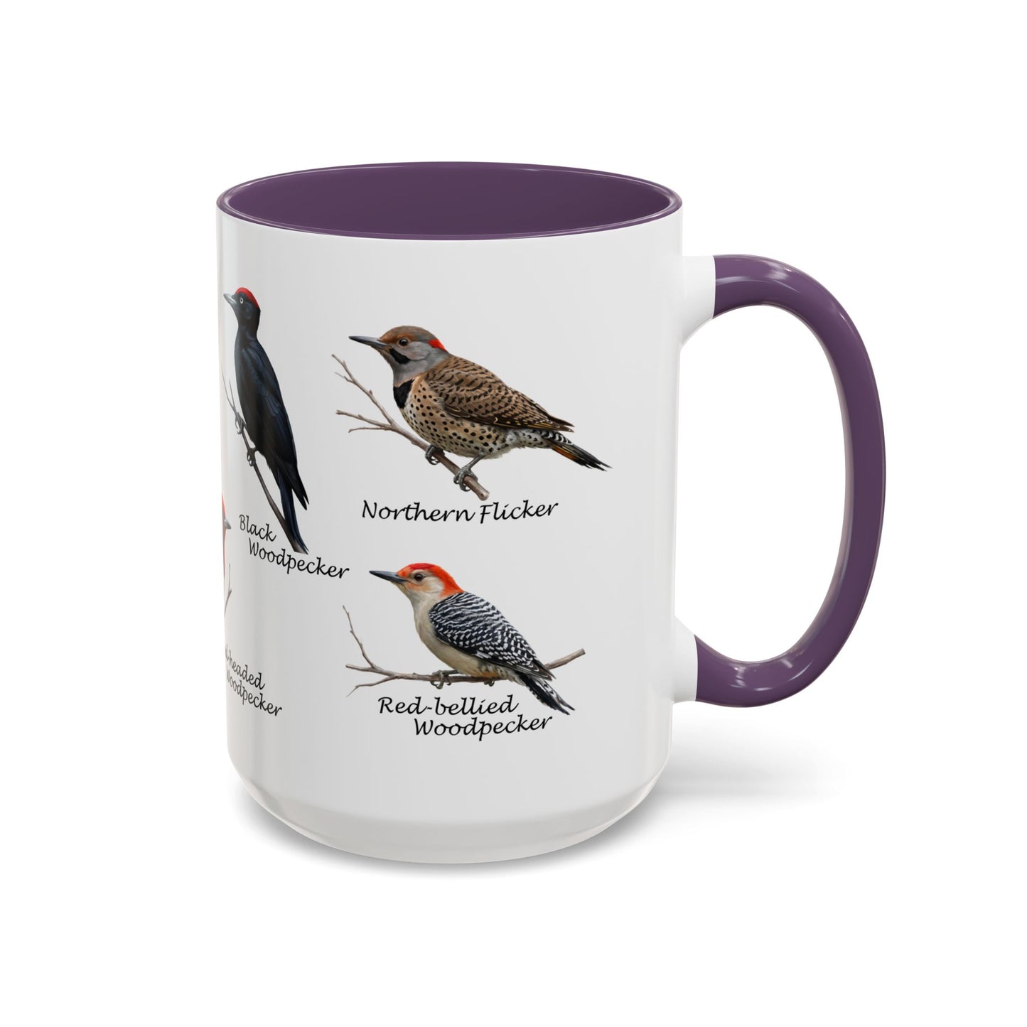 Woodpecker Mug on 11 oz purple