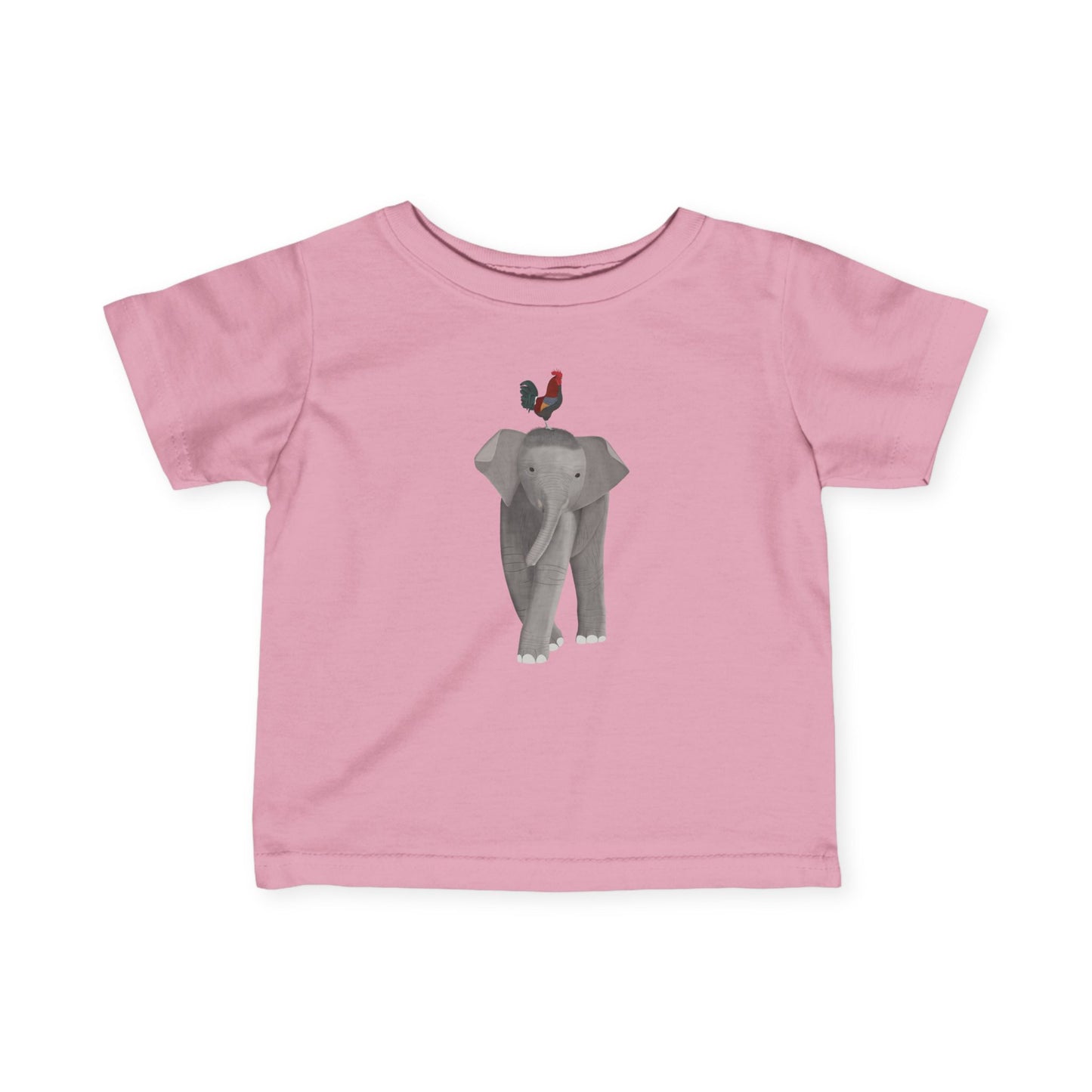 Elephant with Rooster Bird Baby & Toddler T-Shirt