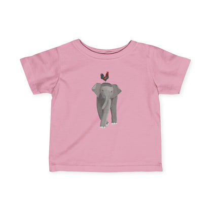 Elephant with Rooster Bird Baby & Toddler T-Shirt