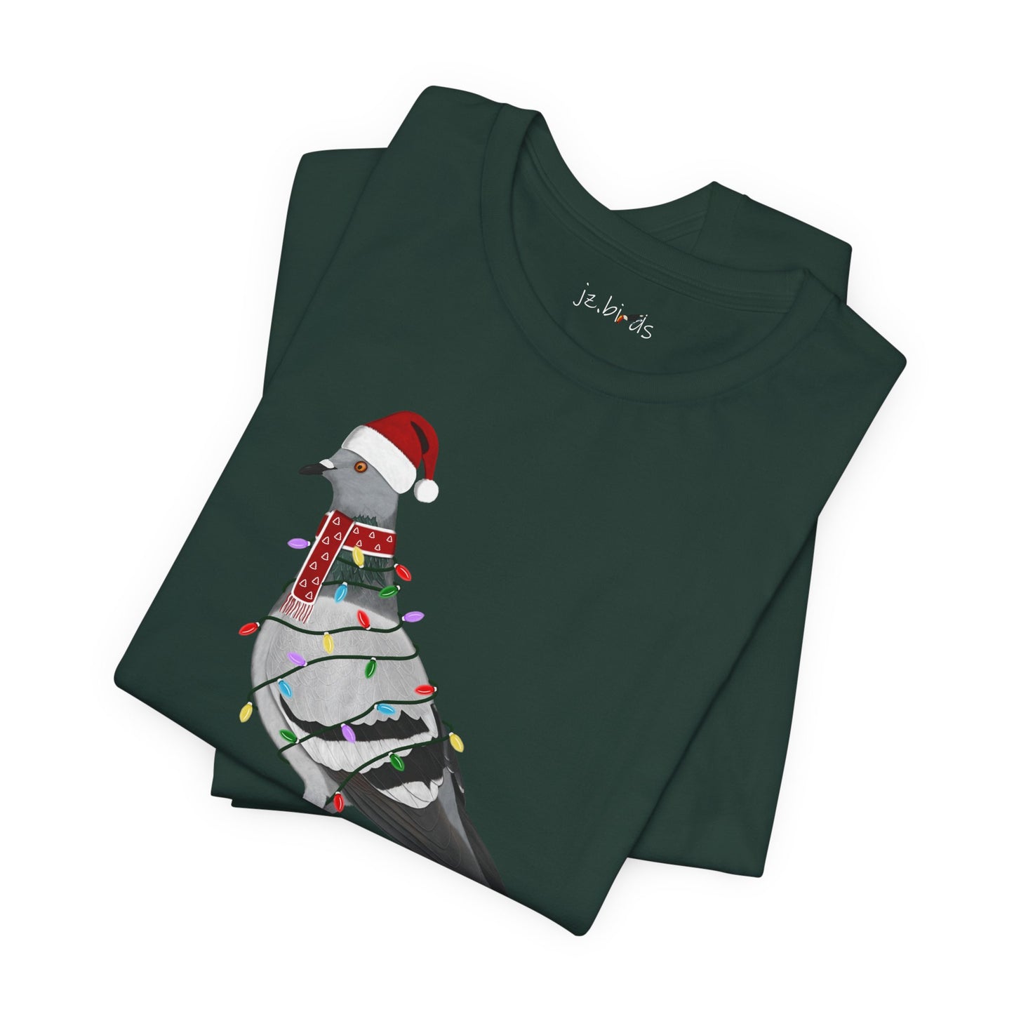 Pigeon with Fairy Lights Christmas Bird T-Shirt