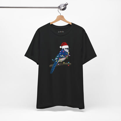 Blue Jay with Fairy Lights Christmas Bird T-Shirt