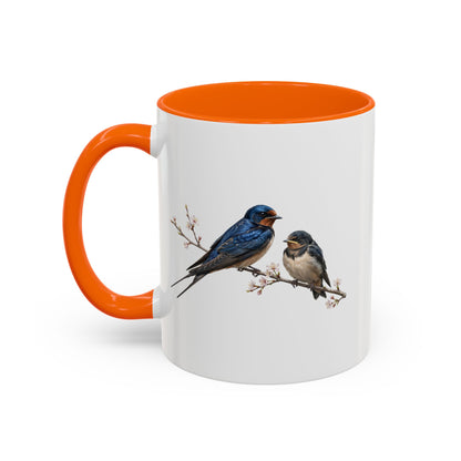 Barn Swallow & Fledgling Two-Tone Mug | Spring Bird Lover Gift