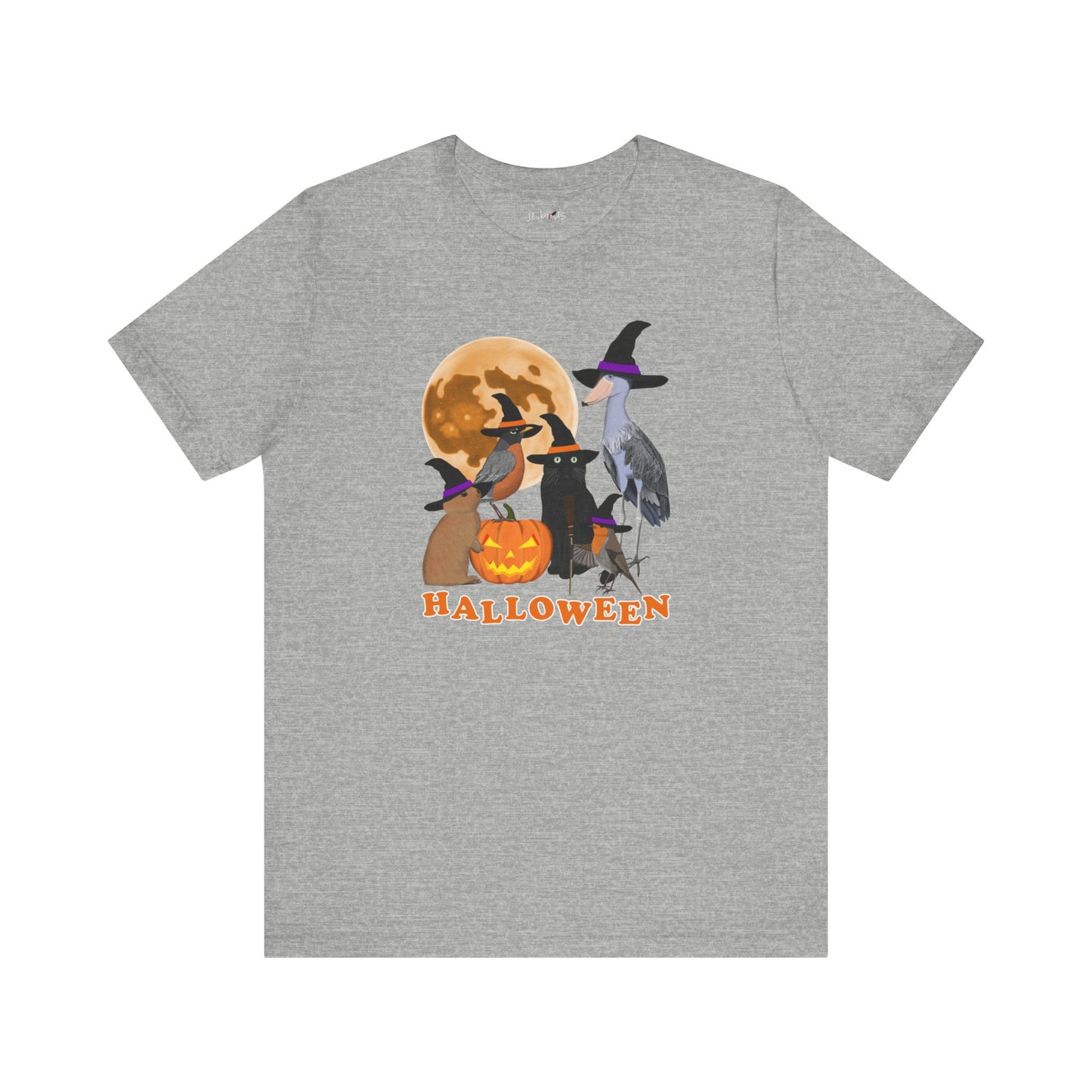 Robin Shoebill with Cat and Bunny Halloween Bird T-Shirt