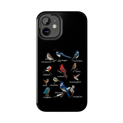 Garden Birds Blue Jay Cardinal Bullfinch Bird Art Tough Phone Case Black