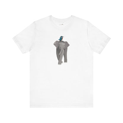 Elephant with Kingfisher Bird Birding & Birdwatching T-Shirt