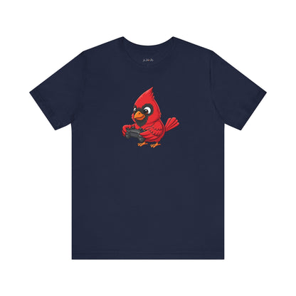 Cardinal Playing Video Games Funny Gamer and Bird Lover T-Shirt