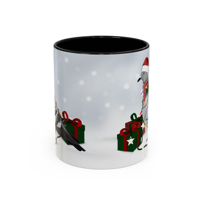 Pigeon with Christmas Hat and Scarf Snow Bird Coffee Mug